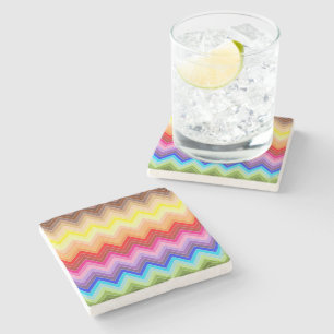Regenbogen Zickzack Steinuntersetzer