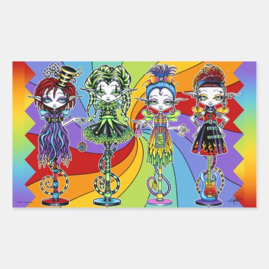 Regenbogen-Zirkus-Elf-Stock flippt Aufkleber aus (Vorderseite)