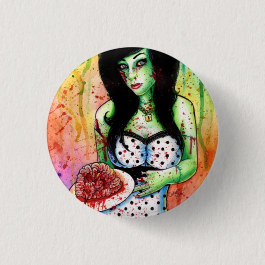 Regenbogen-Zombie-Button herauf Mädchen Button (Vorderseite)
