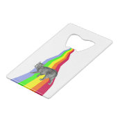 Regenbogen zu den Himmels-Katzen Geldkarten Flaschenöffner (Vorderseite Schrägansicht)