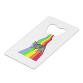 Regenbogen zu den Himmels-Katzen Geldkarten Flaschenöffner (Rückseite Schrägansicht)