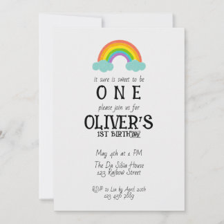 Regenbogen zu einem ersten Geburtstag Einladung