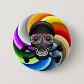 Regenbogen-Zuckerschädel Button (Vorderseite)