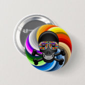 Regenbogen-Zuckerschädel Button (Vorne & Hinten)