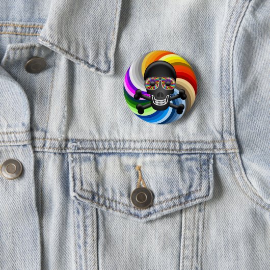 Regenbogen-Zuckerschädel Button (Beispiel)