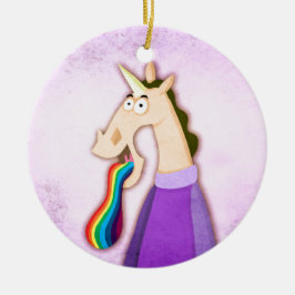 Regenbogen-Zunge-Einhorn Keramikornament