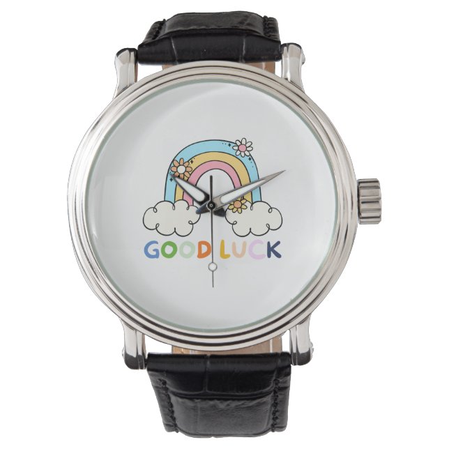 Regenbogen Zurück zu Schulgeschenk Geschenk Lehrer Armbanduhr (Vorderseite)