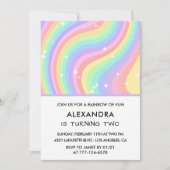 Regenbogen Zweiter Geburtstag Moderne Mädchen Einladung (Vorderseite)
