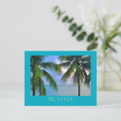 Regenbogen zwischen Palmen und Bäumen /St. Lucia Postkarte (Stehend Vorderseite)
