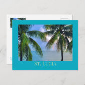 Regenbogen zwischen Palmen und Bäumen /St. Lucia Postkarte (Vorne/Hinten)