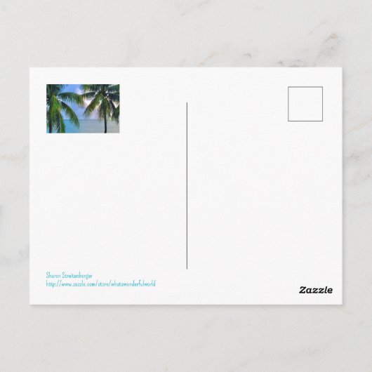 Regenbogen zwischen Palmen und Bäumen /St. Lucia Postkarte (Rückseite)