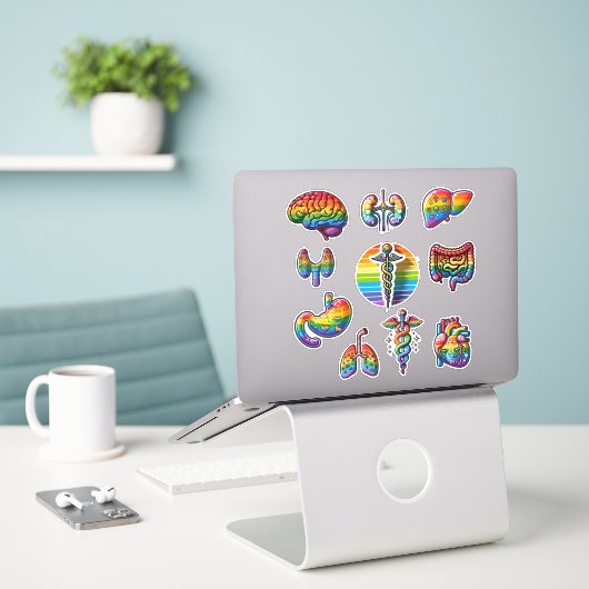 Regenbogenanatomie Aufkleber (Laptop auf Schreibtisch)