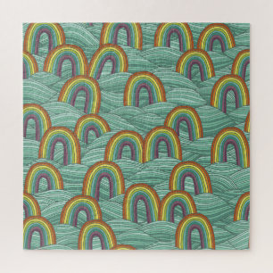 Regenbogenart: HandGezeichnet Vintage Zusammensetz Puzzle