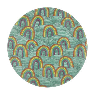 Regenbogenart: HandGezeichnet Vintage Zusammensetz Schneidebrett