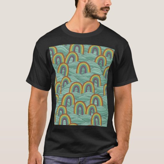 Regenbogenart: HandGezeichnet Vintage Zusammensetz T-Shirt (Vorderseite)