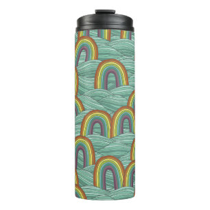 Regenbogenart: HandGezeichnet Vintage Zusammensetz Thermosbecher