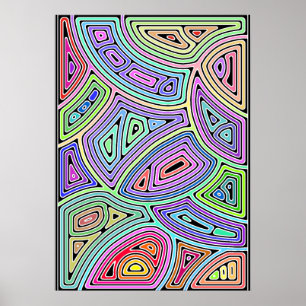 Regenbogenasymmetrische abstrakte Formen 2 Poster