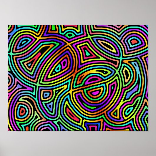 Regenbogenasymmetrische abstrakte Formen Poster (Vorne)