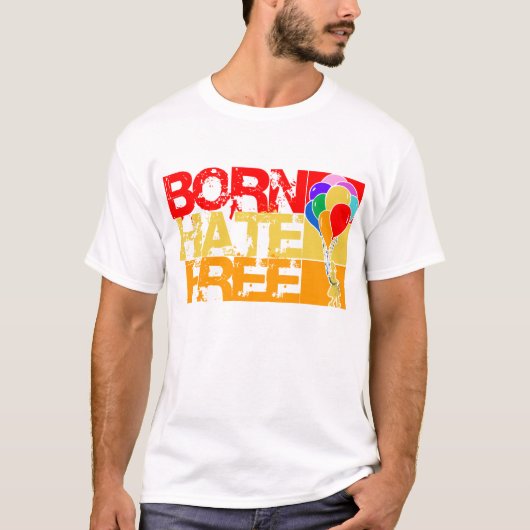 Regenbogenballons. geborener Hass frei. T-Shirt (Vorderseite)