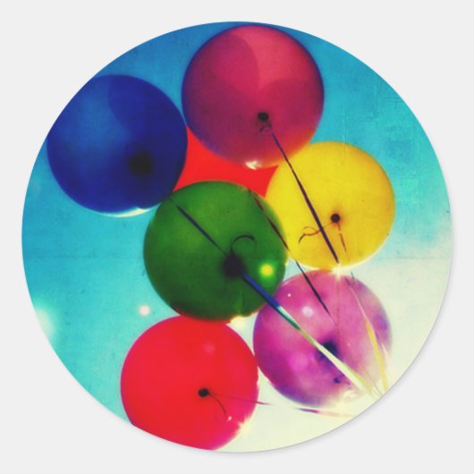Regenbogenballons Runder Aufkleber (Vorderseite)