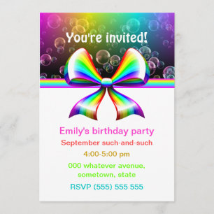 Regenbogenbänder Party Einladungen (individuell ei