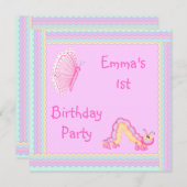 Regenbogenbänder, rosa Geburtstagskarte Einladung (Vorne/Hinten)