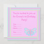 Regenbogenbänder, rosa Geburtstagskarte Einladung (Rückseite)