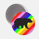 Regenbogenbär Grizzlly Silhouette farbenfroher Sto Magnet (Vorderseite/Rückseite)