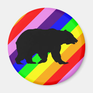 Regenbogenbär Grizzly Silhouette Bunt Stolz Magnet
