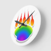 Regenbogenbär Runde Wanduhr (Winkel)