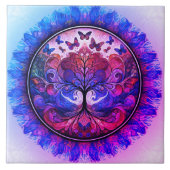 Regenbogenbaum des Lebens Antike Rustikale Fliese (Vorderseite)