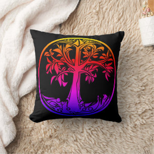 Regenbogenbaum des Lebens Kissen