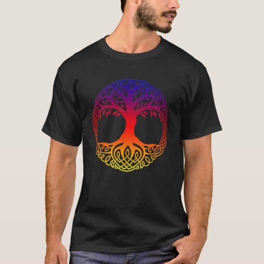 Regenbogenbaum des Lebens Yggdrasill T-Shirt (Vorderseite)