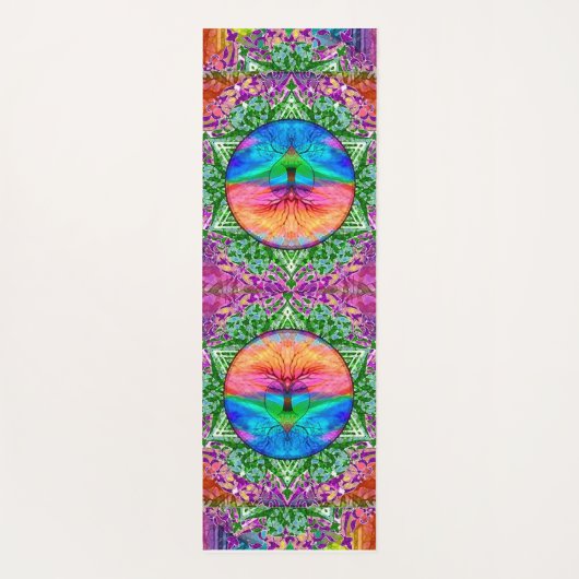 Regenbogenbaum des Lebens Yoga Mat Yogamatte (Rückseite)