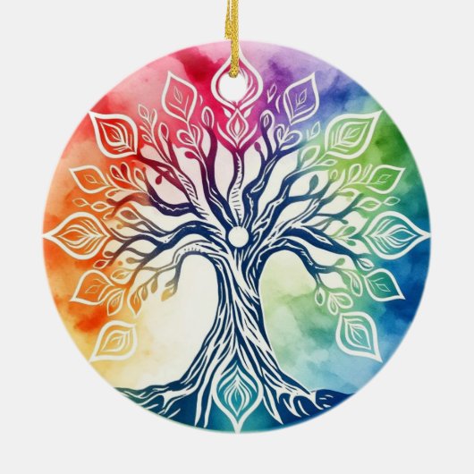 Regenbogenbaum Keramik Ornament (Hinten)