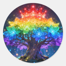 Regenbogenbaum-Licht-Rundaufkleber