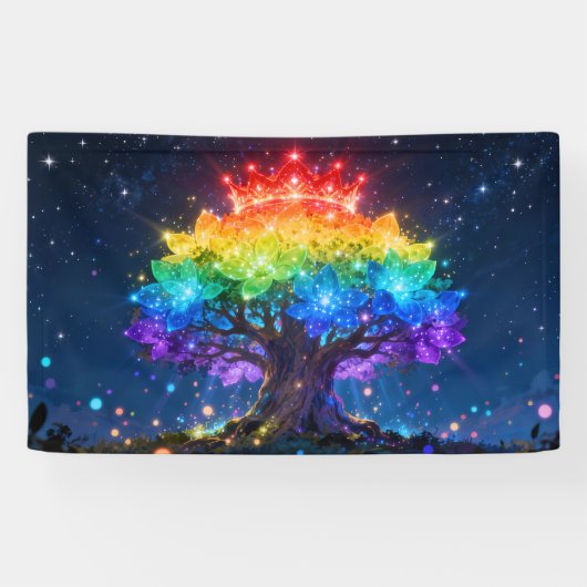 Regenbogenbaum-Lichtbanner Banner (Horizontal)