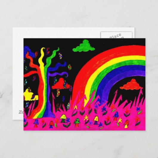 Regenbogenbaum Postkarte (Vorne/Hinten)
