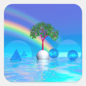 Regenbogenbaum Quadratischer Aufkleber (Vorderseite)