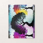 Regenbogenbaum-Silhouette Verzauberter Wald Puzzle (Vertikal)