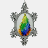Regenbogenbaum und Streifen Schneeflocken Zinn-Ornament (Links)