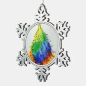 Regenbogenbaum und Streifen Schneeflocken Zinn-Ornament (Rechts)