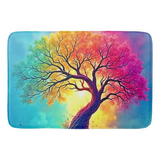 Regenbogenbaum: Wurzeln unendlicher Hoffnung Kunst Badematte (Vorderseite)