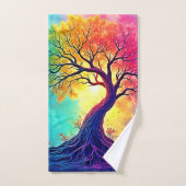 Regenbogenbaum: Wurzeln unendlicher Hoffnung Kunst Badhandtuch Set (Handtuch)