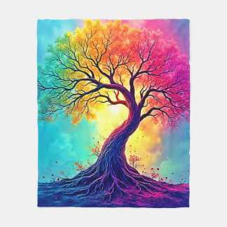 Regenbogenbaum: Wurzeln unendlicher Hoffnung Kunst Fleecedecke