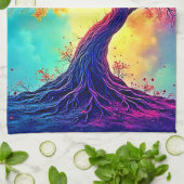 Regenbogenbaum: Wurzeln unendlicher Hoffnung Kunst Geschirrtuch (Gefaltet)