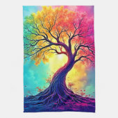 Regenbogenbaum: Wurzeln unendlicher Hoffnung Kunst Geschirrtuch (Vertikal)