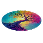 Regenbogenbaum: Wurzeln unendlicher Hoffnung Kunst Schneidebrett (Ecke)