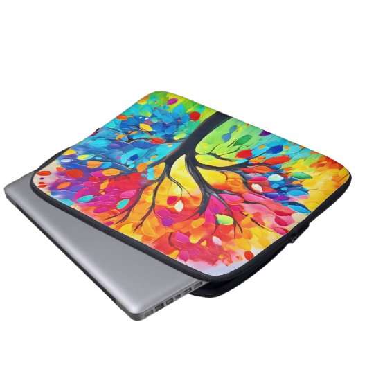 Regenbogenbäume Laptopschutzhülle (Vorne Knopf)
