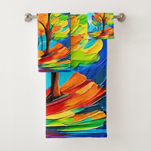 Regenbogenbäume: Lebhafter Wald Badhandtuch Set (Insitu)